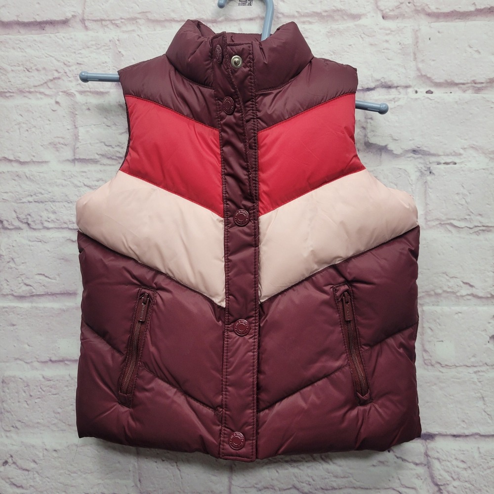 NEW Old Navy 94 Quilted Puffer Vest Girls 2T Retro Chevron Color Block Outerwear